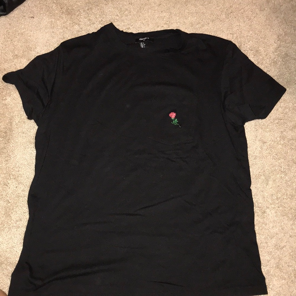 Men’s Forever21 Black with embroidery rose t-shirt
